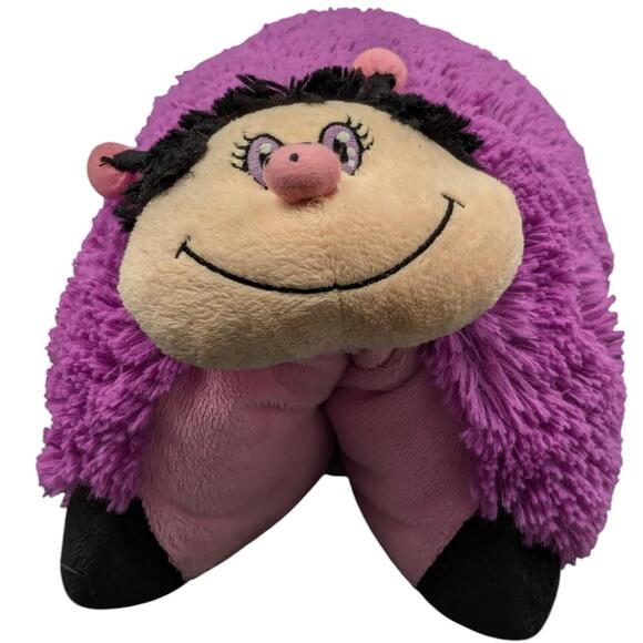 Vintage Pillow Pets Purple Ladybug Plush‎ Pillow Black Feet Smiling Face - Picture 1 of 7